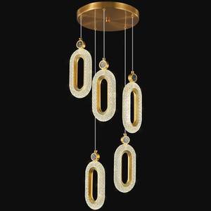 lot 18443 image: Pendant Lighting for Kitchen Island LED Dimmable Modern Gold Pendant Lights for Bedroom Hallway Entryway Kitchen Island Light Fixtures (5-Light) - Retail $108