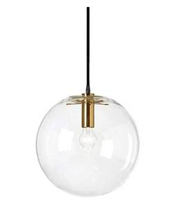 lot 18450 image: Spherical LED Clear Glass Hanging Light, Creative Single Pendant Light, Ceiling Light Base on E27 Gold Lamp Holder (30CM) - Retail $90