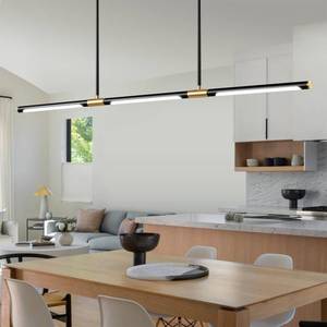 lot 18452 image: 52 LED Chandelier Pendant Light Fixtures, 21W Dimmable Pool Table Light, Modern Island Lights for Kitchen Dining Room Living Room Study Office, 4000k, Black - Retail $126