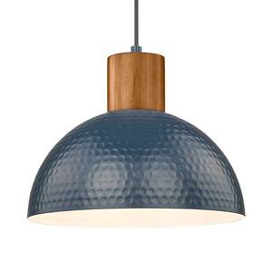 lot 18456 image: Industrial Pendant Light 12 Hammered Metal Dome Hanging Lamp Solid Wood Pendant Light Fixtures for Kitchen Island, Farmhouse, Dining Room, Sink, Bedroom, Hallway, Modern Blue - Retail $54