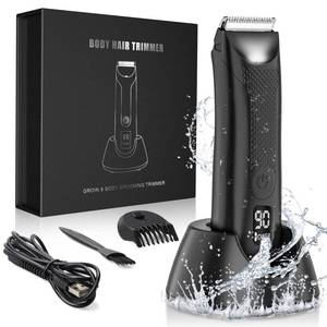 lot 18471 image: Groin Hair Trimmer for Men, Electric Body Hair Trimmer, Pubic Hair Trimmer with LED Light, Beard Trimmer Body Groomer Ball Shaver Waterproof - Retail $40