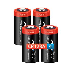 lot 18481 image: CR123A 3V Lithium Battery 3 Volt 1600 mAh High Power Lithium Battery, Long-Lasting for for Camera, Alarm System, Flashlight, Security Device, Microphone (Non-Rechargeable) (4 Count) - Retail $13