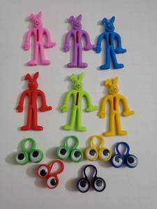 lot 18485 image: Stretchy Figures Party Favors, Gooey Bendy Fidget Toys for Stress Relief, Finger Puppets for Party Favors, Googly Eye on Rings for Kids - Retail $7
