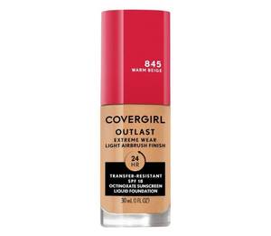 lot 18486 image: 2Pack, Covergirl Outlast Extreme Wear 3-in-1 Full Coverage Liquid Foundation, SPF 18 Sunscreen, Warm Beige, 1 Fl. Oz. - Retail $14