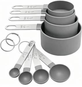 lot 18489 image: Measuring Cups Set Measuring Spoons Set, Nesting Measure Cups with Stainless Steel Handle, For Measuring Dry and Liquid Ingredients Small Teaspoon  - Retail $10