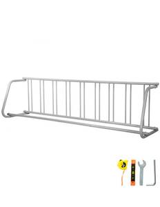 lot 18418 image: VEVOR 111 Length Floor Bike Rack, 9 Holders All-Steel Grid Bike Rack, Single-Side Storage Stand for Garages Streets Yards - Retail $152