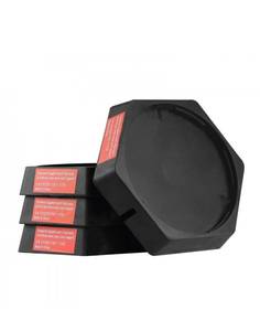 lot 18419 image: VEVOR RV Leveling Pads, 9 Inch Round Landing Feet, Permanent Attached Jack Stabilizers, Rubber Jack Pads, 5000 lbs Capacity per RV Jack Pad, 5th Wheels, Travel Trailers, Class AC Motorhomes (4-Pack) - Retail $45