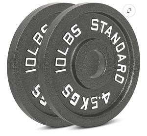 lot 18420 image: Cast Iron Olympic Weight Plates 10LB (4 pack 10lb each )  2-inch Hole & Anti-Rust Hammertone Gym Set �� Sold in Pairs - Iron Crush 10 LB - Retail $110
