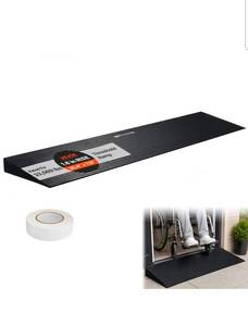 lot 18422 image: VEVOR 1.6 Rise Cuttable Threshold Ramp for Sweeping Robot, 35.4 Wide Natural Rubber Wheelchair Ramp, Non-Slip Solid Rubber Ramp with Double-Sided Tape for Doorways, Driveways, Bathroom, Smooth Tile - Retail $0