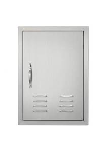 lot 18423 image: VEVOR BBQ Access Door, 17W x 24H Inch Single Outdoor Kitchen Door, Stainless Steel Flush Mount Door, Wall Vertical Door with Handle, Vents and Hook, for BBQ Island, Grilling Station, Outside Cabinet - Retail $49