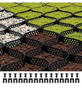 lot 18424 image: VEVOR Gravel Grid, 2 Inch Depth, 16.4 x 6.5 FT  5000 x 1980 mm, 1880 LBS Per Sq ft Grass Ground Retainer, Permeable Geo Grids Driveway Stabilization, for Garden, Patio, Walkway, RV Parking Slopes - Retail $36