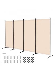lot 18433 image: VEVOR Room Divider, 4 Panel Room Divider, Folding Privacy Screen and Portable Partition Divider for Room Separation, Freestanding Room Partitions for Office, Bedroom, Study, Beige - Retail $61