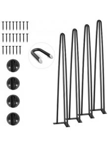 lot 18434 image: VEVOR Hairpin Table Legs 20, Set of 4 Desk Legs 900lbs Load Capacity, Hairpin Desk Legs 3 Rods for Desk Chairs Bench Dining End Table, Solid Carbon Steel Heavy Duty Furniture Legs Black - Retail $0