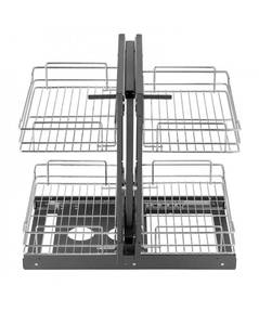 lot 19384 image: VEVOR Min 15W Opening Blind Corner Pull Out Organizer, 2 Tier 4 Shelf Kitchen Cabinet Organizer, Chrome Carbon Steel Storage Basket, Slide Out Storage Organizer, Left & Right Open Compatible - Retail $140