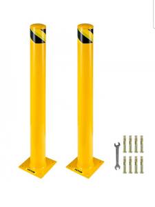 lot 19399 image: VEVOR Safety Bollard, 48 Inch Height Bollard Post, 5.5 Inch Diameter Steel Pipe Safety Bollard Post, Yellow Steel Bollard, Steel Safety Bollard with 8 Anchor Bolts, Perfect for Traffic-Sensitive Area - Retail $99