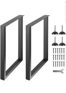 lot 19407 image: VEVOR 28 Inch Adjustable Furniture Legs, Square Reinforced Steel Office Table legs Set of 2 for DIY, Max Load 1000 lbs Heavy Duty Desk Legs, Quick Instalation & Rich Accessories Legs Black - Retail $48