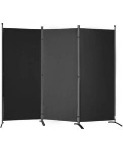 lot 19414 image: VEVOR Room Divider, 6.1 ft Room Dividers and Folding Privacy Screens (3-panel), Fabric Partition Room Dividers for Office, Bedroom, Dining Room, Study, Freestanding, Black - Retail $58