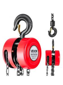 lot 19422 image: VEVOR Hand Chain Hoist, 1 Ton 2200 lbs Capacity, Manual Chain Block with Upgrade G70 Galvanized Chain, 20 ft Lifting Height, Heavy Duty Pulley Hoist for Garage Warehouse Automotive Machinery, Red - Retail $50