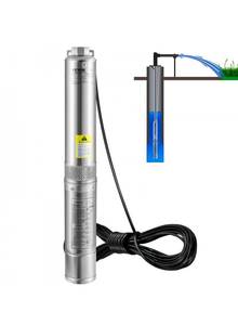 lot 19423 image: VEVOR Deep Well Submersible Pump, 2HP1500W 230V60Hz, 37GPM Flow 427 ft Head, with 33 ft Electric Cord, 4 inch Stainless Steel Water Pumps for Industrial, Irrigation & Home Use, IP68 Waterproof Grade - Retail $190