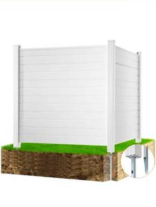 lot 19436 image: VEVOR Outdoor Privacy Screens, 50 W x 50 H Air Conditioner Fence, Pool Equipment Enclosure, Horizontal Vinyl Privacy Fence, Perfect to Enclose Trash Can and AC Units (2-Panel) - Retail $128