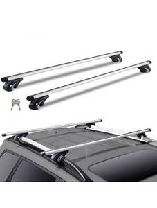 lot 19442 image: VEVOR Roof Rack Cross Bars, Aluminum Roof Rack Crossbars, Fit Raised Side Rail with Gap, 200 lbs Load Capacity, Adjustable Crossbars with Locks, for SUVs, Sedans, and Vans - Retail $74