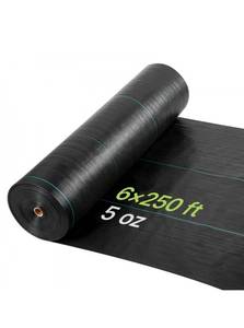 lot 19444 image: VEVOR Weed Barrier Fabric Heavy Duty, 6x250FT 5oz Landscape Fabric, Woven Weed Blocker Fabrics, Garden Fabrics Weeds Barrier, Weeds Control Ground Cover, Geotextile Webbing, Gardening Mat, Black - Retail $113