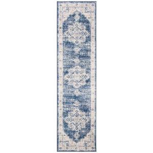lot 19451 image: SAFAVIEH Brentwood Salah Oriental Runner Rug  IvoryNavy  2  x 6 - Retail $50