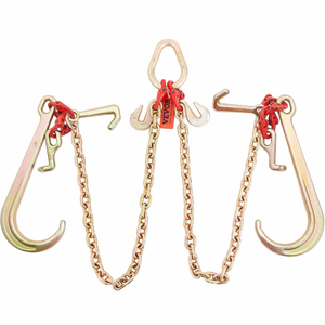 lot 19469 image: VEVOR G80 V Bridle Chain, 516 in x 3 ft Towing Chain Bridle with J Hooks and T Hooks, Heavy Duty Transport Tow Chain Bridle with 10800 lbs Safe Working Load Ideal for Flatbed Truck Wrecker Recovery - Retail $59