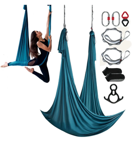 lot 19472 image: VEVOR Aerial Silk & Yoga Swing, 11 Yards, Aerial Yoga Hammock Kit with 100gsm Nylon Fabric, Full Rigging Hardware & Easy Set-up Guide, Antigravity Flying for All Levels Fitness Bodybuilding, Green - Retail $70