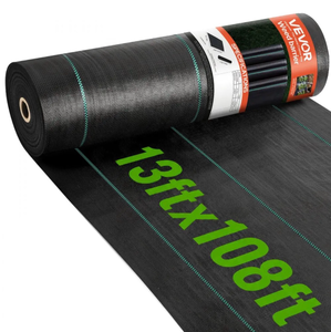 lot 19478 image: VEVOR 13FTx108FT Premium Heavy Duty Weed Barrier Landscape Fabric, 5OZ Woven Geotextile Fabric Under Gravel, High Permeability for Weed Blocker Weed Mat, Driveway Fabric, Weed Control Garden Cloth - Retail $90