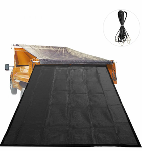 lot 19484 image: VEVOR Dump Truck Mesh Tarp 8X10 Black Mesh Tarp with Grommets Heavy Duty Mesh Tarp with 6 Pocket Opening Shade Mesh Tarp PVC Coated Trailer Tarp for Truck Bed Cover - Retail $49