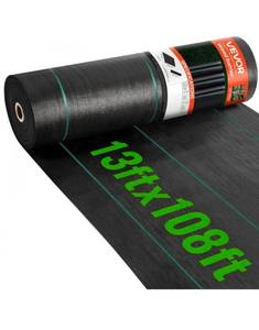 lot 19491 image: VEVOR 13FTx108FT Premium Heavy Duty Weed Barrier Landscape Fabric, 5OZ Woven Geotextile Fabric Under Gravel, High Permeability for Weed Blocker Weed Mat, Driveway Fabric, Weed Control Garden Cloth - Retail $91