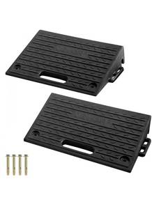 lot 19494 image: VEVOR Rubber Threshold Ramp, 2 Packs 1 Channel Doorway Ramp, 4 Rise Recycled Rubber Rated 11000 Lbs Load Capacity, Non-Slip Surface for Wheelchair and Scooter - Retail $68