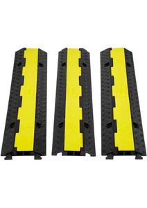 lot 19498 image: VEVOR 3 PCs Cable Protector Ramp 2 Channel 12000 lbs Load Wire Cable Cover Ramp - Retail $70