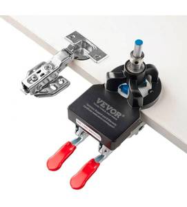 lot 19505 image: VEVOR 35 mm Concealed Door Hinge Jig, Aluminum Alloy Cabinet Hinge Jig, Accurate Locking Dual Clamp Fixation Hinge Drill Jig with Accessories, Woodworking Tool for Doors Cabinets Hinges Mounting - Retail $0