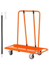 lot 19508 image: VEVOR Drywall Cart, 3000 LBS Panel Dolly Cart with 45.28 x 21.8 Deck and 5 Swivel Wheels, Heavy-Duty Drywall Sheet Cart, Handling Wall Panel, Sheetrock, Lumber, for Garage, Home, Warehouse - Retail $147
