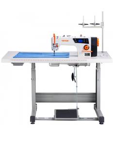 lot 19509 image: VEVOR Industrial Sewing Machine, Upgraded 550W Servo Motor with Table Stand, 5000s.p.m Heavy Duty Lockstitch Sewing Machine, High Speed, Clear Control Panel and Electro-mechanization Start-stop TABLE ONLY  - Retail $0
