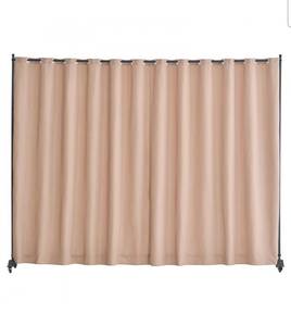 lot 19516 image: VEVOR Room Divider, Portable Panel Room Divider with Wheels Curtain Divider Stand, Freestanding Room Divider Privacy Screen for Office, Bedroom, Dining Room, Study, Brown - Retail $91