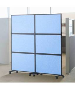 lot 19520 image: VEVOR Office Divider, 2 Panel Office Partition, Freestanding Office Divider Wall Partition & Privacy Divider Reduce Noise and Room Separation, Light Blue - Retail $245