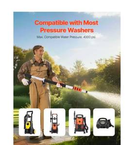 lot 19521 image: VEVOR Pressure Washer Telescoping Wand, 18 ft, 4000 psi, Telescopic Spray Wand with Power Washer Extension Wands - Retail $93