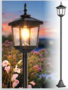 lot 19523 image: Solar Lamp Post Lights Outdoor, 2700K Dusk to Dawn Solar Light Posts,Waterproof Outdoor Lights for Garden, Patio, Lawn, Pathway, Driveway, Front Porch Decor - Retail $49