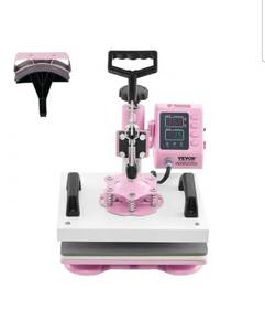 lot 19540 image: VEVOR Heat Press Machine, 12 x 10 inch 2 in 1 Heat Transfer Machine with Hat Press, 360° Swing Away T-Shirt Pressing Machine, Digital Precise Control, for T-ShirtsPillowsHatsCaps, Pink - Retail $128