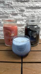 lot 26 image: Yankee Candle 3-Piece Lot (White Strawberry, Bellini Ocean Air, Midsummers Night)