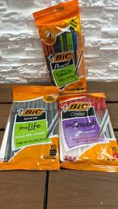 lot 37 image: BIC Writing Pen Lot 3 - Packs Pencil Xtra Smooth, Round Stic Xtra Life, Cristal Xtra Smooth 10-Count Each