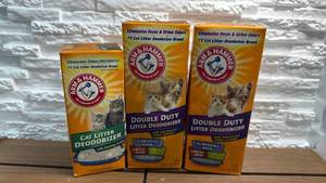 lot 54 image: Arm & Hammer Cat Litter Deodorizer Lot 1x 20oz with Baking Soda, 2x 33oz Double Duty