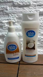 lot 71 image: White Rain Cocoa Butter Lotion 12 fl oz and Moisturizing Conditioner 15 fl oz Lot