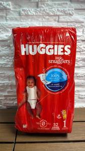 lot 190 image: Huggies Little Snugglers Size 1 Diapers 32 Count