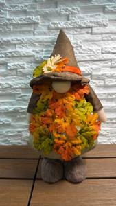 lot 252 image: Fabric Garden Gnome with Autumn Leaf Decoration (16 Tall)