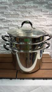 lot 272 image: Tramontina Stackable Cooking Pot Set with Steamer Basket and Glass Lid