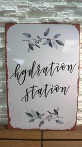 lot 298 image: Hydration Station Metal Sign with Leaf Design (18x12)